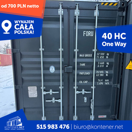 Wynajem kontenera 40’ HC – One Way